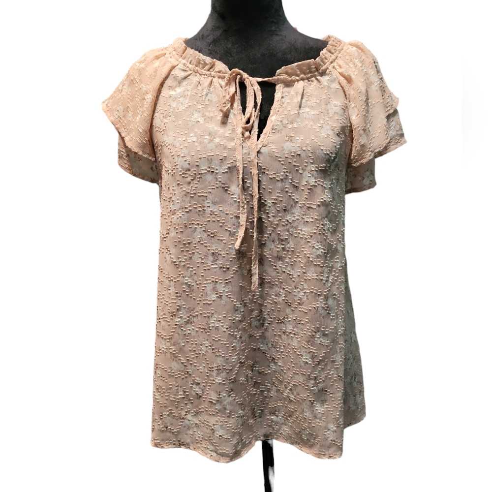 By The River Ruffle Top Women's Medium Cream Color